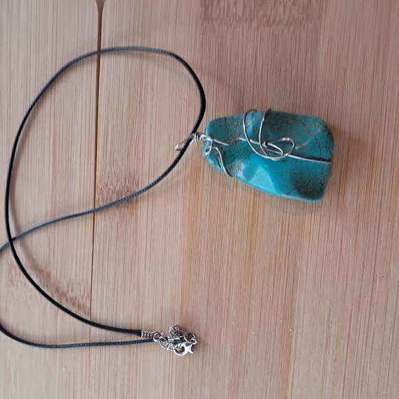 Blue and Silver Pendant Necklace with Organic Design - Picture 6 of 6
